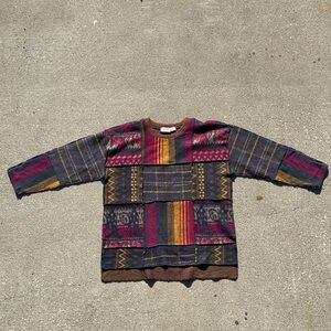 Vintage Patchwork Sweater Stefani International Multi Color L